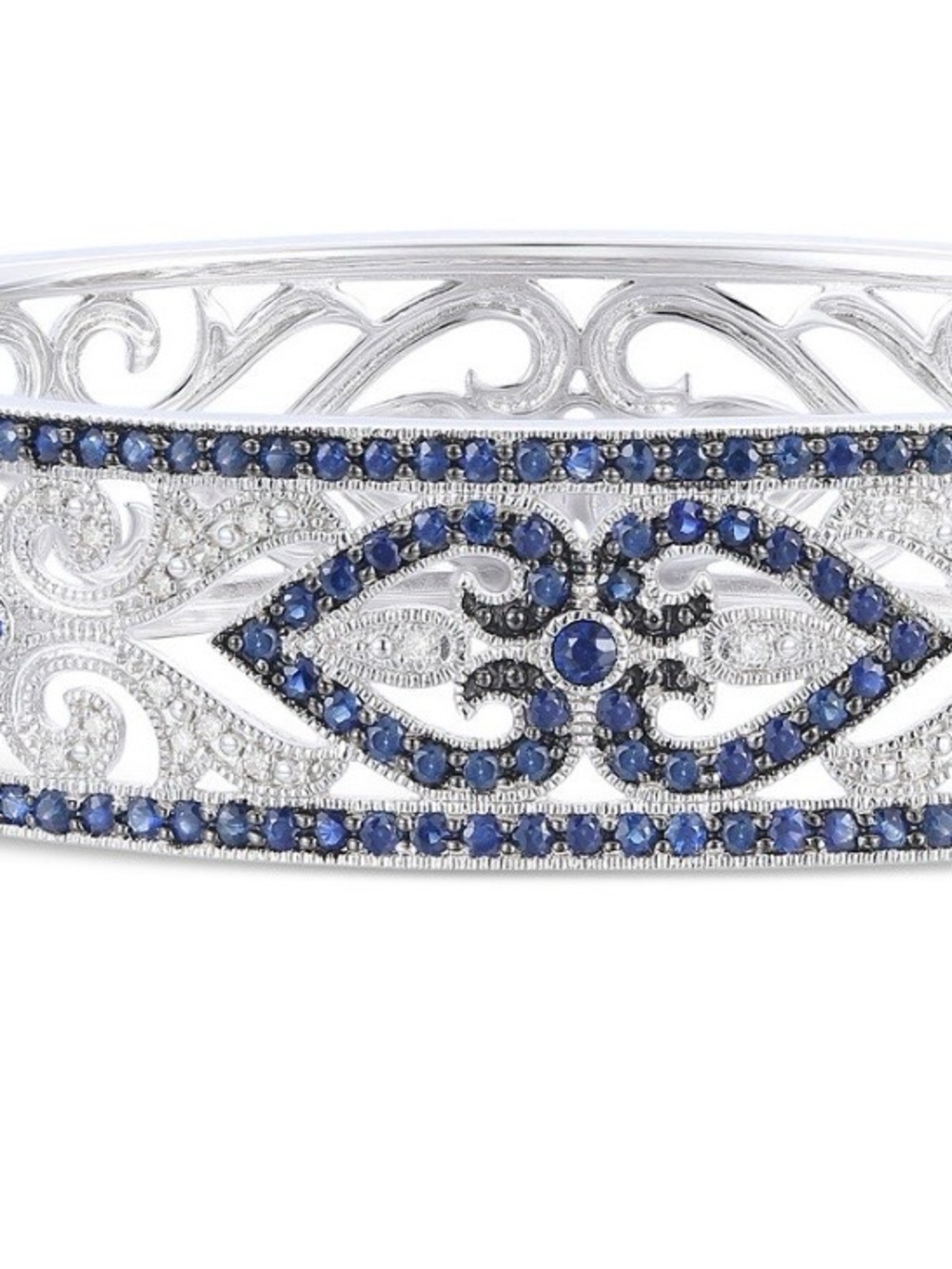 Sapphire Diamond  Bangle Sterling Silver new - Picture 13 of 14